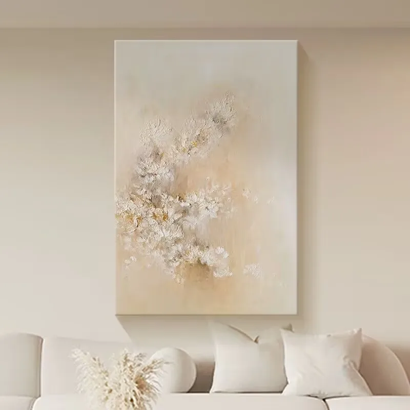 

Modern Frameless Living Room Decoration Painting, Abstract Flowers, High-End Homestay Art Hand Drawn Texture Oil Painting,Office