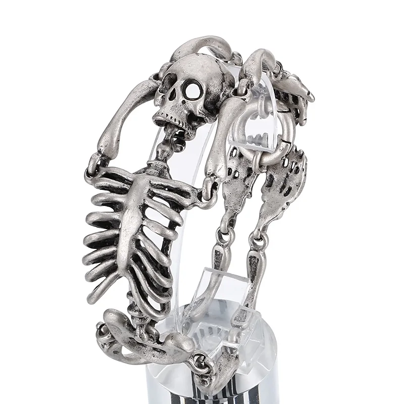 Kalen Rock Stainless Steel Skull Body Bracelet For Men Gothic Link Chain Male Biker Jewelry Men\'s Wristband Chunky Bracelet