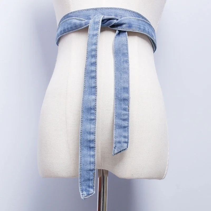 Ceinture taille en jean élégante pour femmes, réglable, auto-nouée, pour pantalons, robes en jean, vêtements d'extérieur,