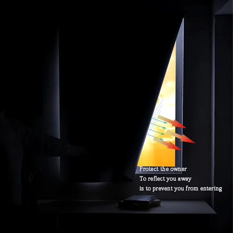 

Self-Adhesive Full Blackout Curtain Liveroom Bay Window Sunshade Privacy Drapes Sun Protectio Full-shading Bedroom Blinds