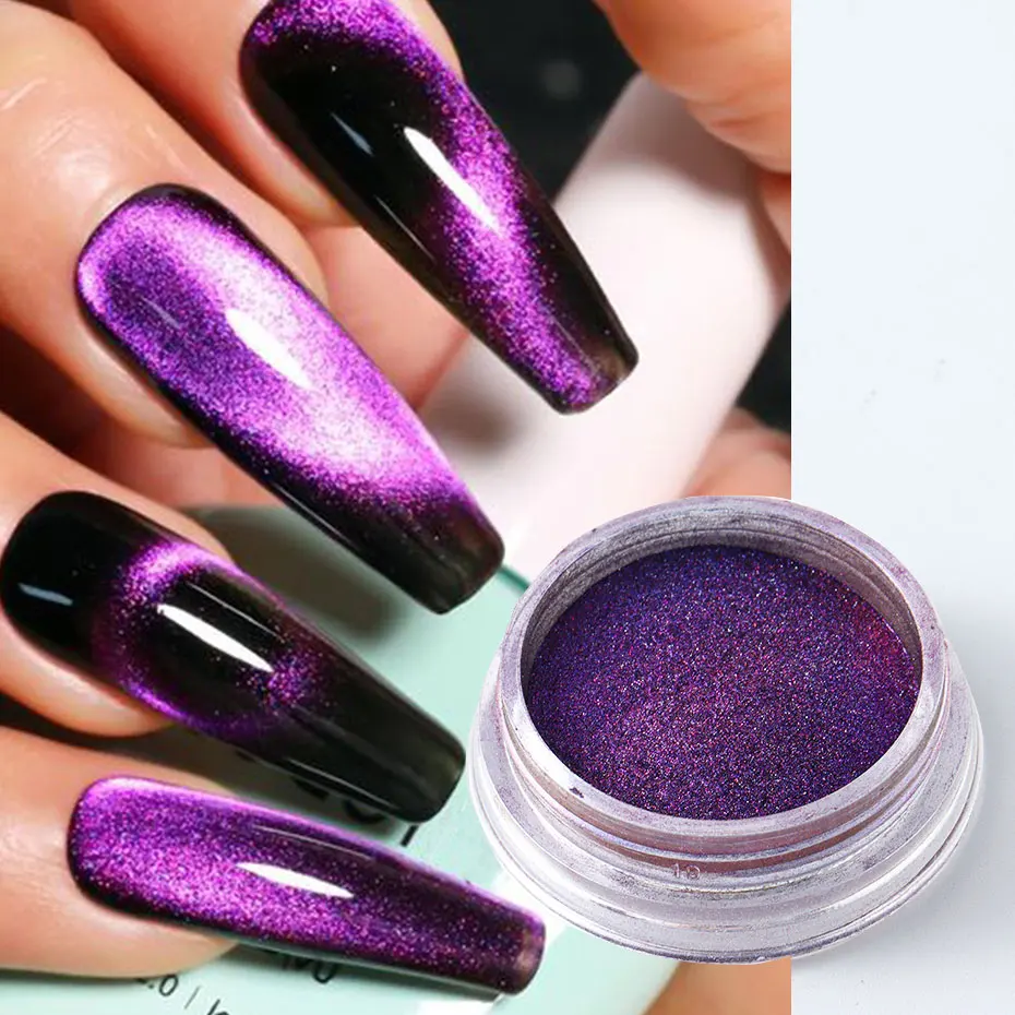 1 caixa de pó de glitter para nail art, espelho, brilhante, olho de gato, magnético, efeito metálico, pó de cromo, diy, manicure decoração