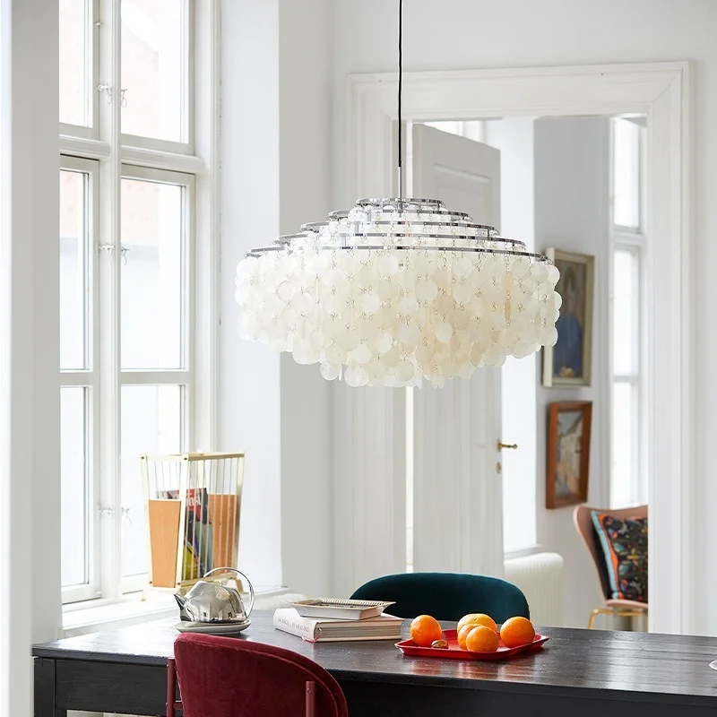 

Modern Seashell Chandelier LED Pendant Light Chrome/Gold Bedroom Living Room Kitchen Island Hanging Lamp Home Decor Luminaire