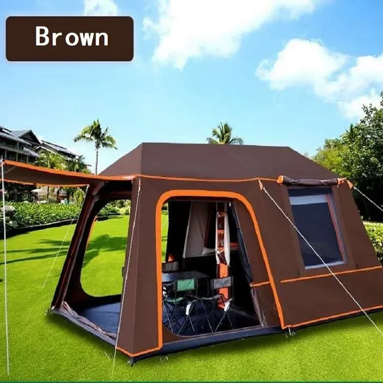 5-8 Persons Camping Quick Automatic Opening Aluminum Waterproof 2 Rooms 1 Living Room Big Family Outdoor Tents