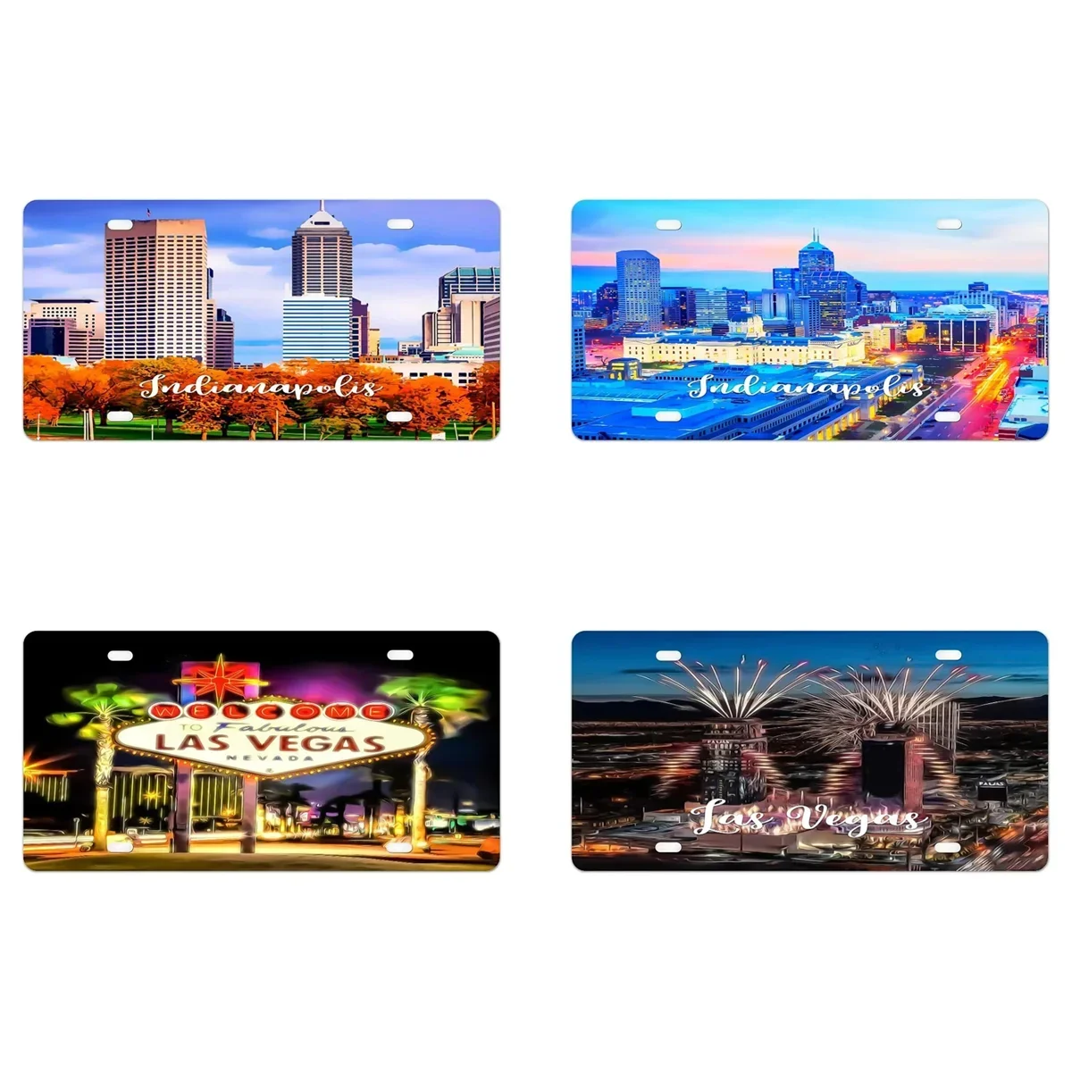 Las Vegas Cityscape Metal License Plate Nevada Car Tags Decoration Auto License Plate Sign Car Front Vanity Tag 6x12 Inch