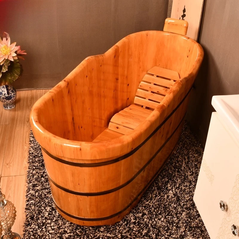 Cedar wood adult wooden Household bucket Solid wood bathtub Bath bucket Bath tub Wooden