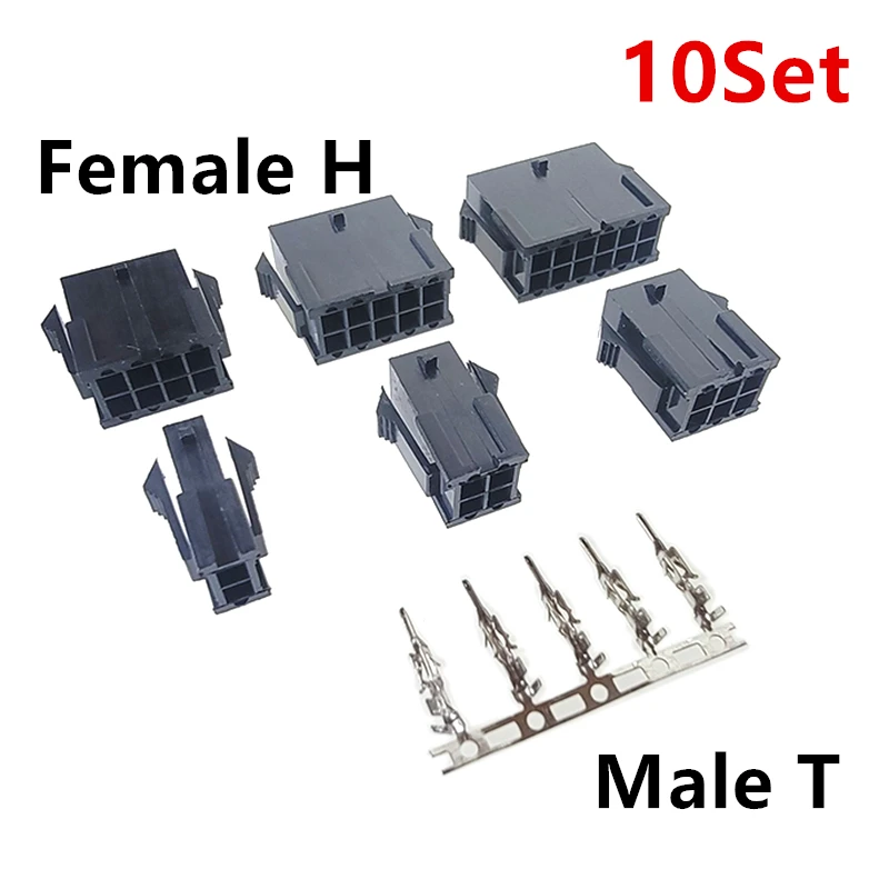10Set Molex 3.0mm Plug-in Male Female Housing Terminals Connector 2*1/2/3/4/5/6/7/8/9/10/11/12P MX3.0mm Double Row Connector