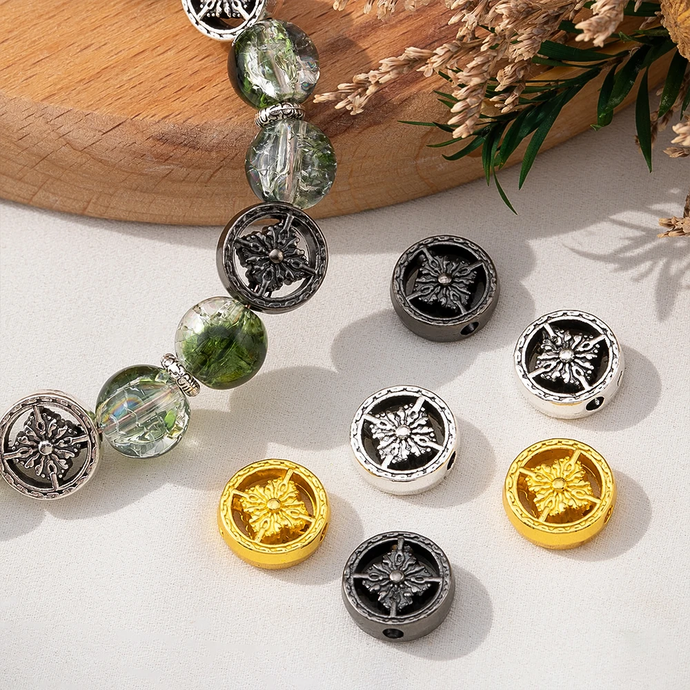 10/50PCS Alloy Vajra Cross Back Cloud Round Pestle Bodhi Spacer Beads DIY Bracelet Necklace Jewelry Accessory Material Wholesale
