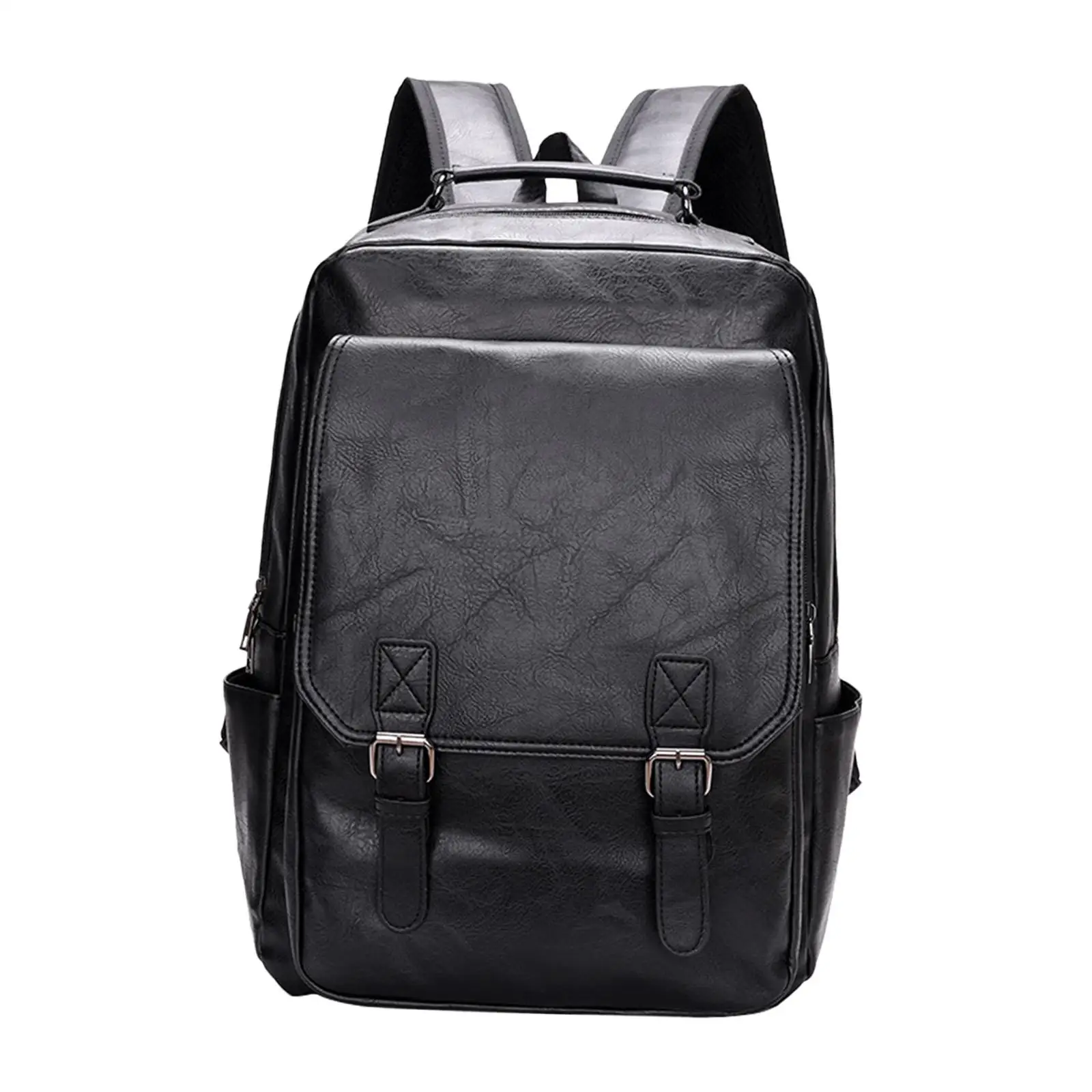 

Men Backpack with Adjustable Straps Portable Fashion PU Leather Rucksack for Street Climbing Hiking Business Trips Birthday Gift