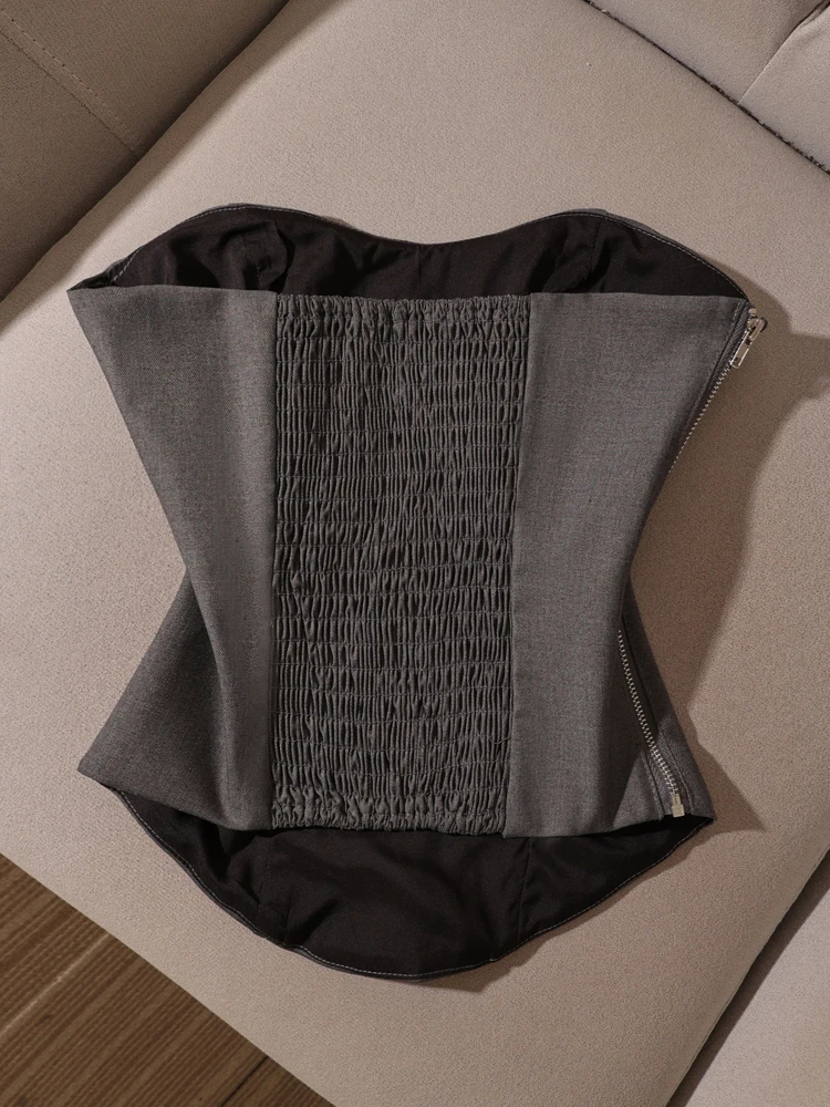 เสื้อกั๊กทรงเข้ารูปแบบพันรอบอก ดีไซน์ทันสมัย สไตล์เซ็กซี่ แฟชั่น  สำหรับใส่ทำงานหรือใส่ลำลอง  สีพื้นเรียบง่าย ดีไซน์เก๋