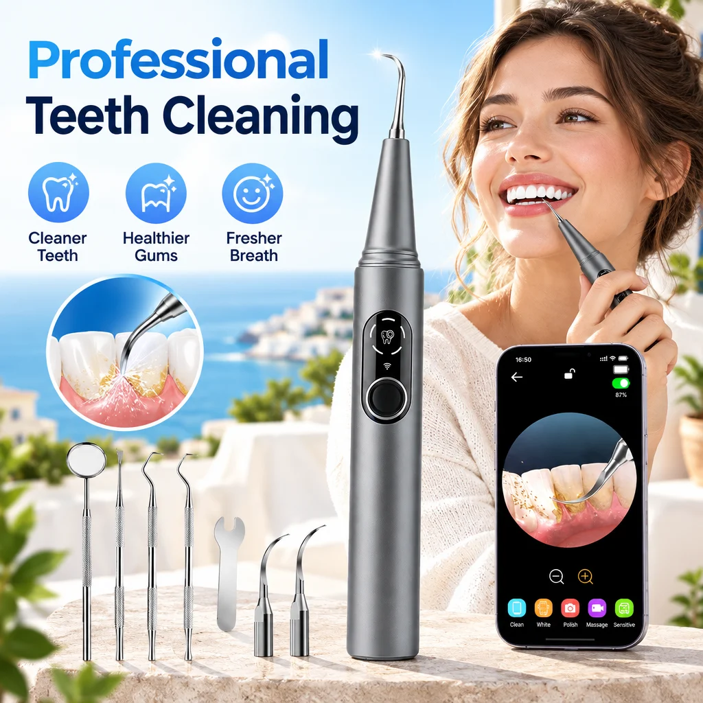 Smart Visual Ultrasonic Dental Scaler 500W HD Camera Tooth Cleaner with LED Light Dental Stains Tartar Plaque Calculus Removal