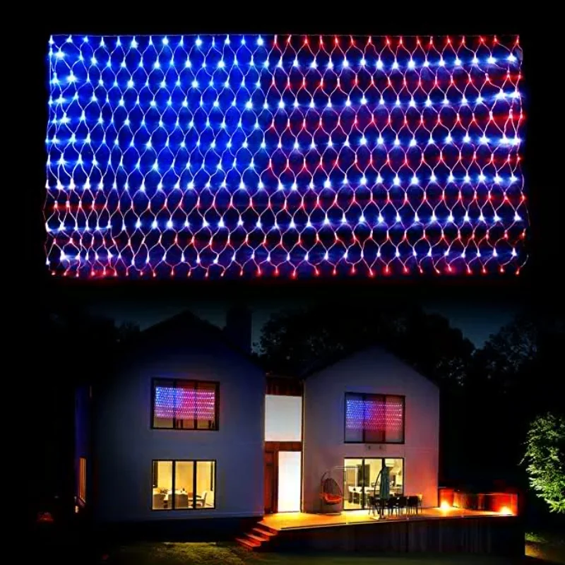 

420 LEDs Super Bright American Flag Lights, US Flag Net Decor Light for Memorial Day , Independence Day, July 4th National Day