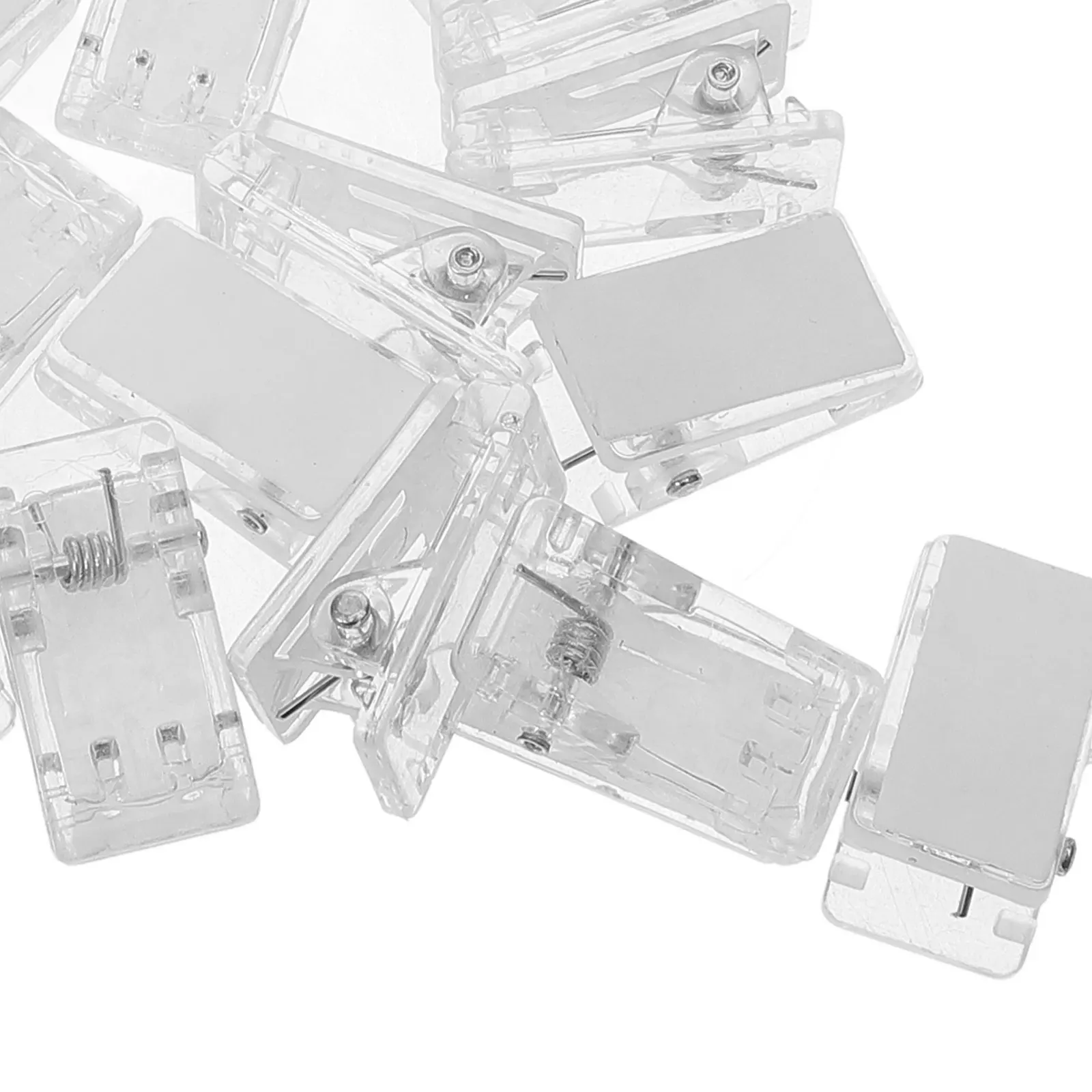 

50pcs Self Clips Clear Plastic Hangers for Photo Badge ID Card Holders Wall Id Badge Holders Clip Mounting Spring