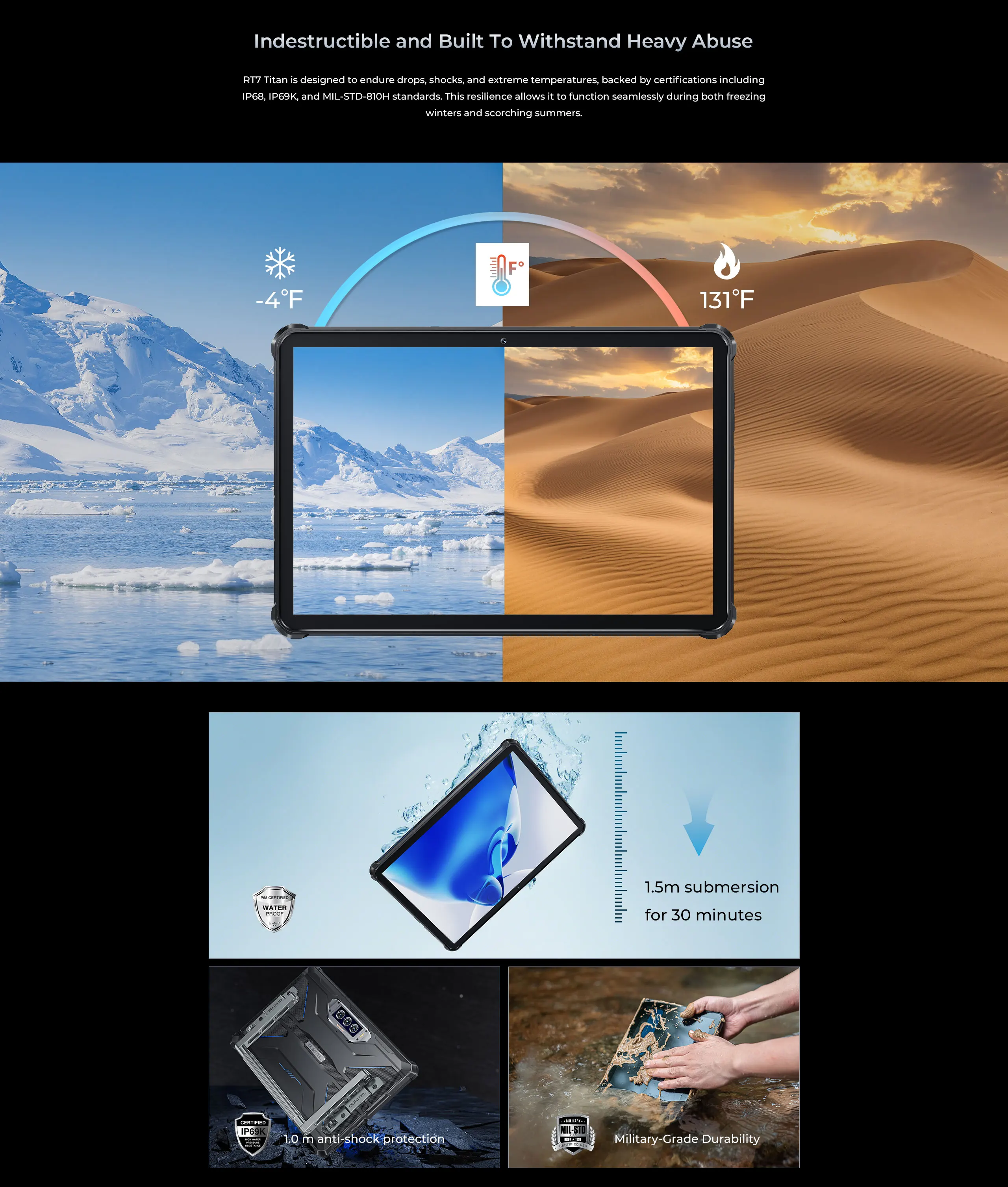 Oukitel RT7 5G TITAN Rugged Tablet 10.1" FHD+ 32000mAh 12GB+512GB Android 13 Tablet MTK Dimensity 720 48MP+20MP Tablets PC