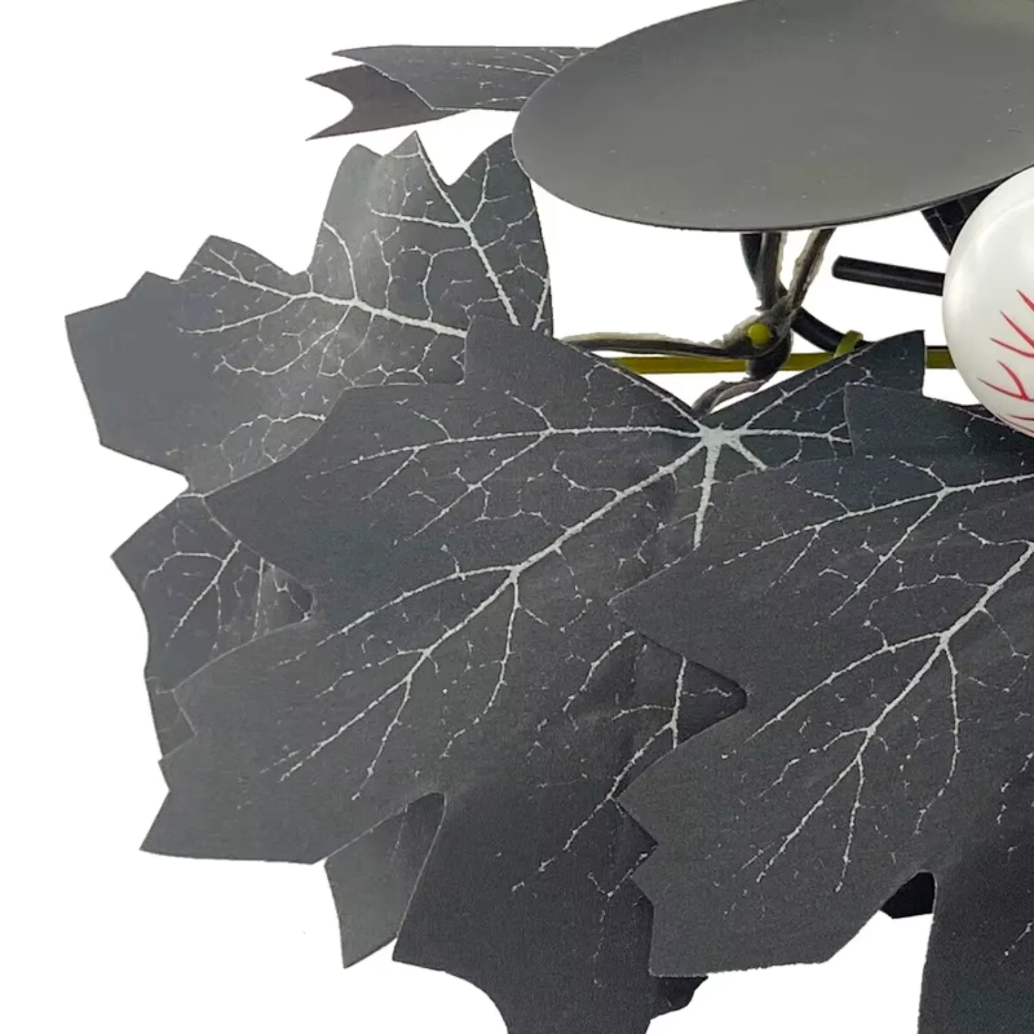 Halloween Candlestick Dead Maple Leaves Decor Ornaments Artificial Black Leaf Fake Spiders Eyeballs Halloween Party Props Candle