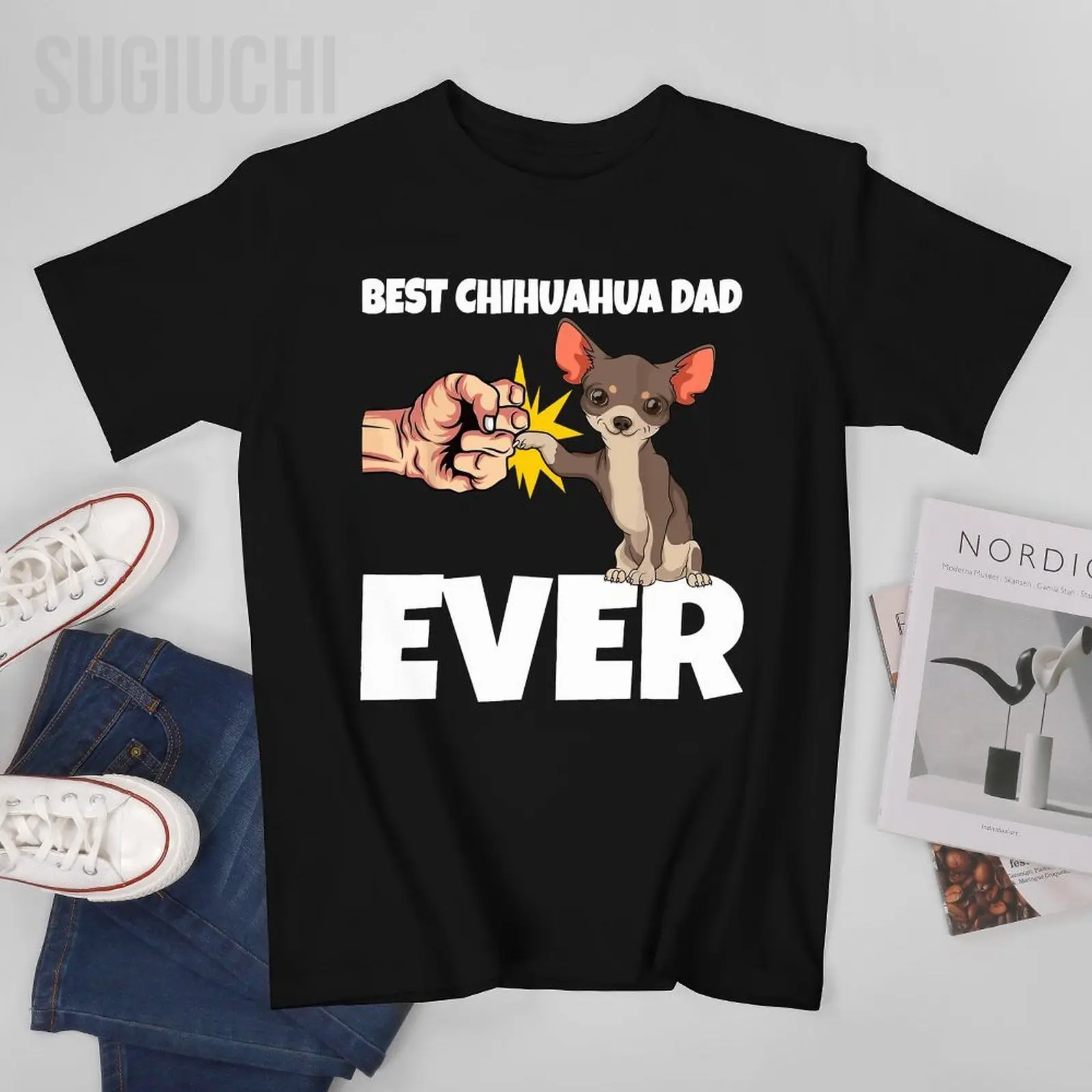 

Unisex Men Best Chihuahua Dad Ever Funny Chihuahua Dog Gift Tshirt Tees T Shirts Women Boys 100% Cotton T-Shirt