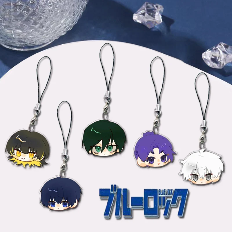 Anime BLUE LOCK Bachira Meguru Isagi Yoichi Rin Itoshi Mikage Reo Mobile Phone Lanyard Chain Pendant Cute Acrylic Keychain