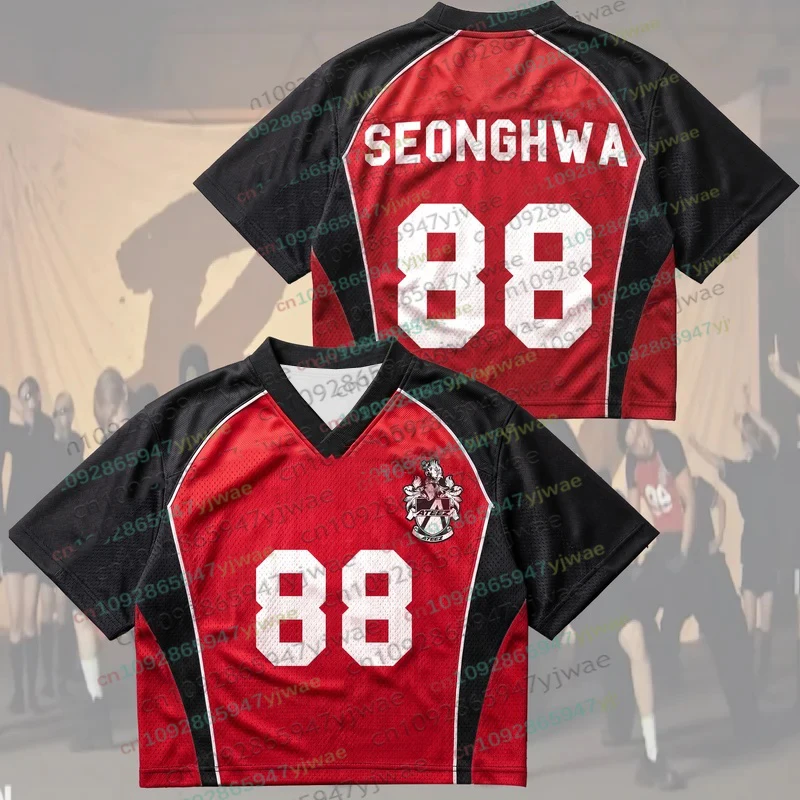 ATEEZ BAD US TV Performance Mesh Jersey Kpop Merch Cadeau pour les fans T-shirt à manches courtes pour hommes et femmes Automne Cadeau pour les fans de Kpop