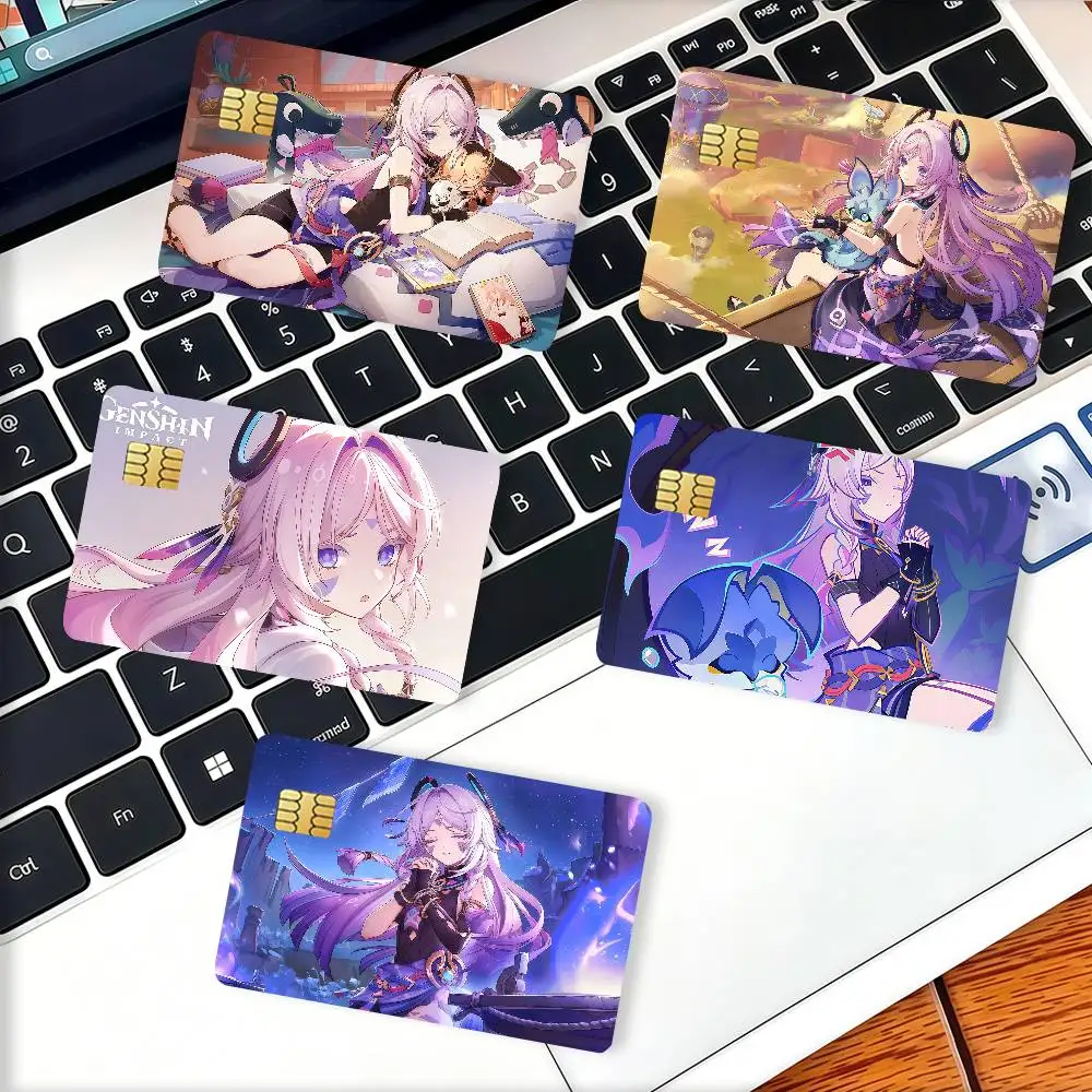 Citlali Game Genshin Credit Card Decorative Card Stickers Suitable For Bank Cards Metro Transit Anti-scratch Gift 4PCS