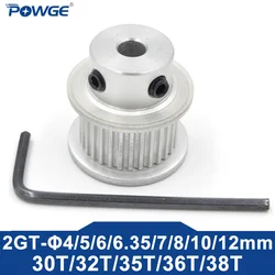 POWGE 30 32 35 36 38 teeth 2MGT 2GT Timing Pulley Bore 5/6/6.35/7/8/10/12mm for belt width 6/10/15mm 30T 32T 35T 36T 38T
