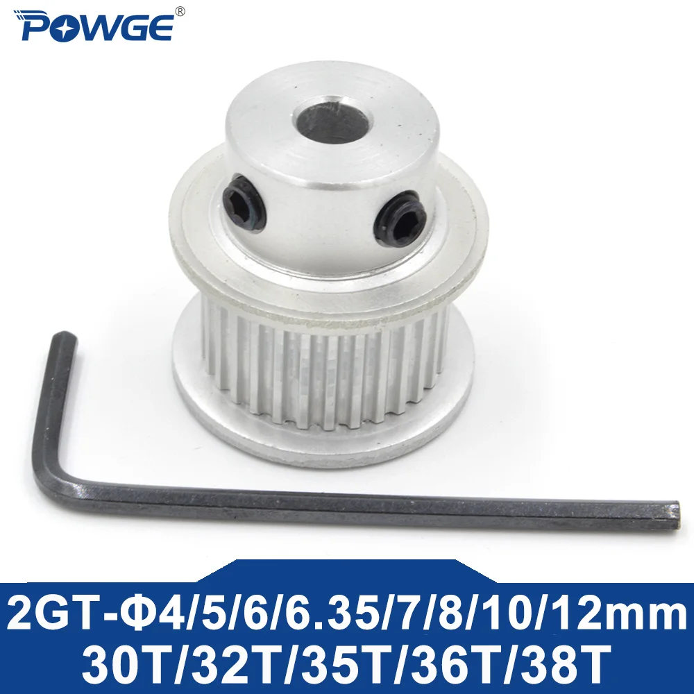 POWGE 30 32 35 36 38 teeth 2MGT 2GT Timing Pulley Bore 5/6/6.35/7/8/10/12mm for belt width 6/10/15mm 30T 32T 35T 36T 38T 