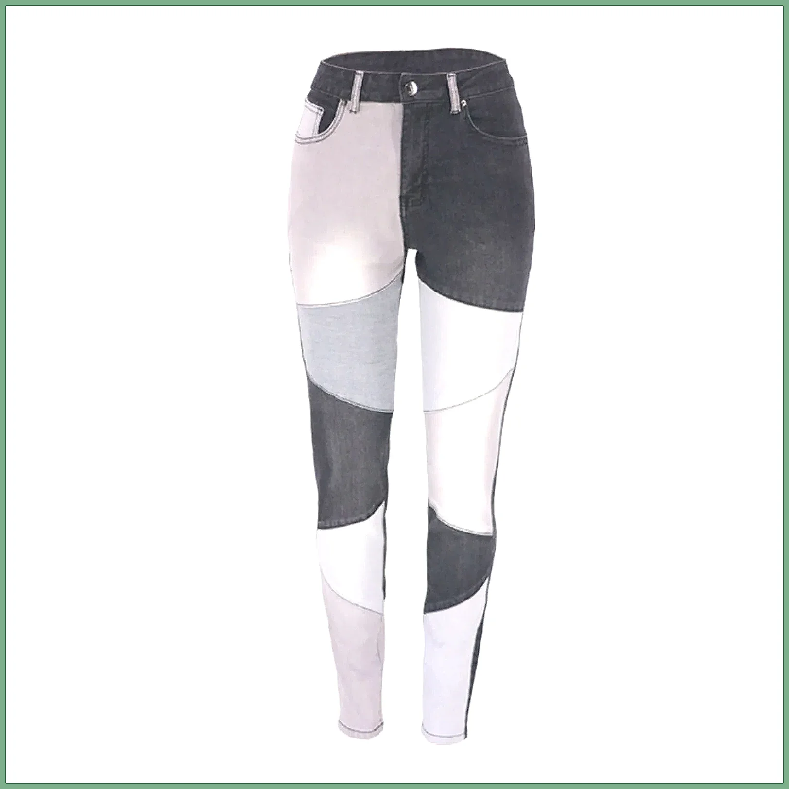 High Waisted Skinny Jeans for Women, Stretch Patchwork Denim Pants Y2K Punk Style