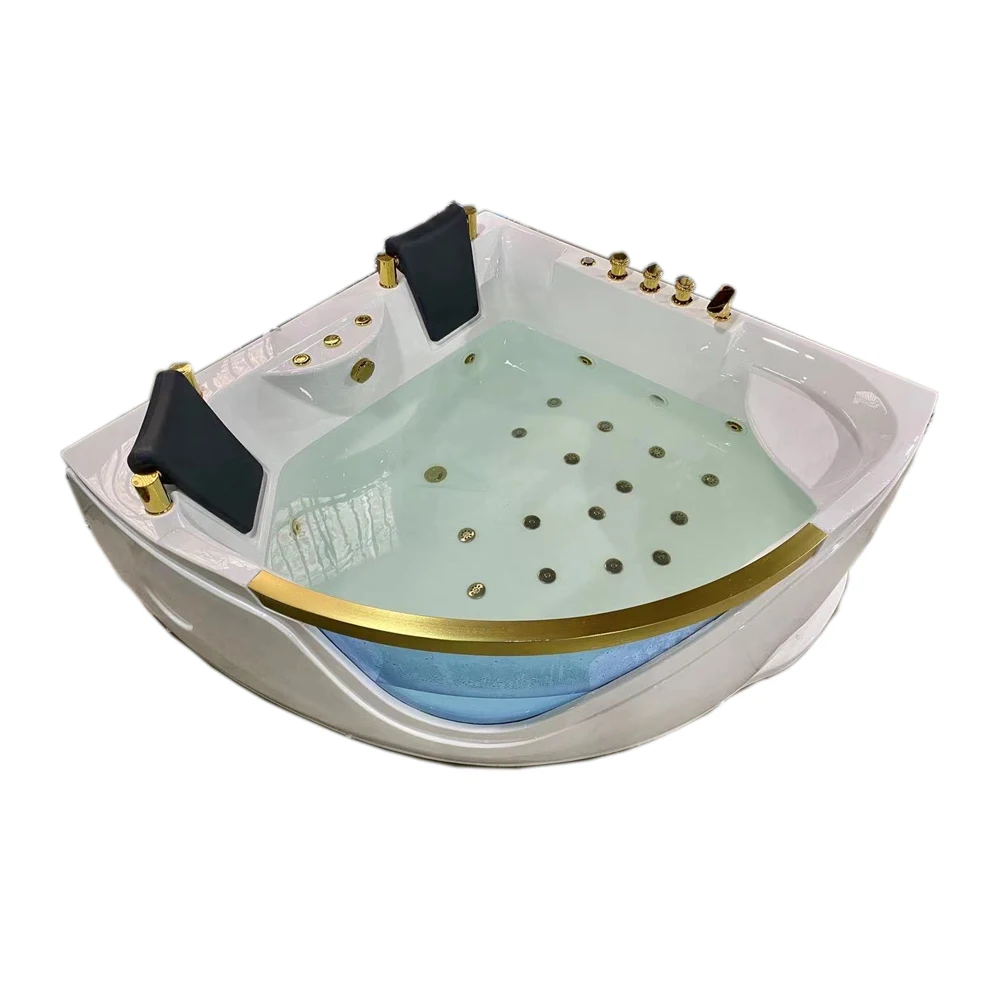 

1500mm Bathroom Wall Corner Whirlpool Bathtub LED Colored Lights Indoor Spa Double People Surf Massage Tub 1511AA