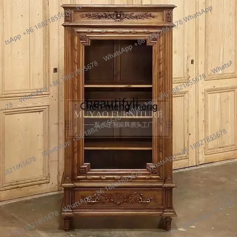 

LHY26 ss New style NN French retro solid wood glass wine cabinet against the wall antique restaurant tea cabinet locker ss 8617