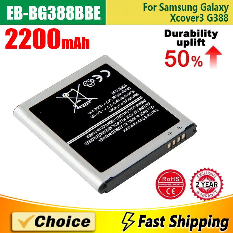 EB-BG388BBE,Brand New Replacement Phone Lithium Battery,For Samsung Galaxy Xcover 3 G388 With NFC Rechargeable Battery,2200mAh