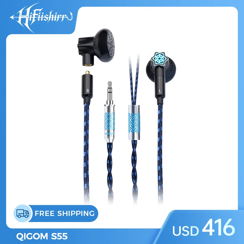 

QIGOM S55 Magician Flat-head Earphones 15.4mm Dynamic Driver IEM Wired Earbuds for for Music Gaming