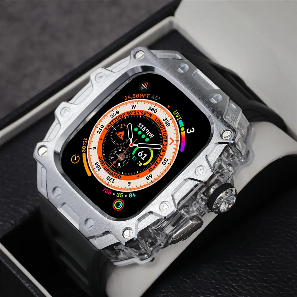 

for Apple Watch Ultra 2/Ultra AP Mod Kit Protective Case Fluororubber Band Strap Cover 49mm