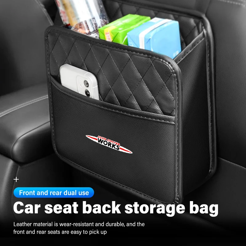 Car Seat Storage Bag Waterproof Hanging Paper Water Cup Holder For MINI Cooper Works R56 F56 R53 R60 Clubman JCW Countryman