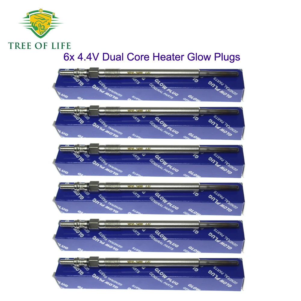 

6 шт. 4.4V двухжильных свечей накаливания для Kia Borrego Mohave 3.0 CRDi 4WD 2008-2015 36710-3A000 367103A000 36710 3A000