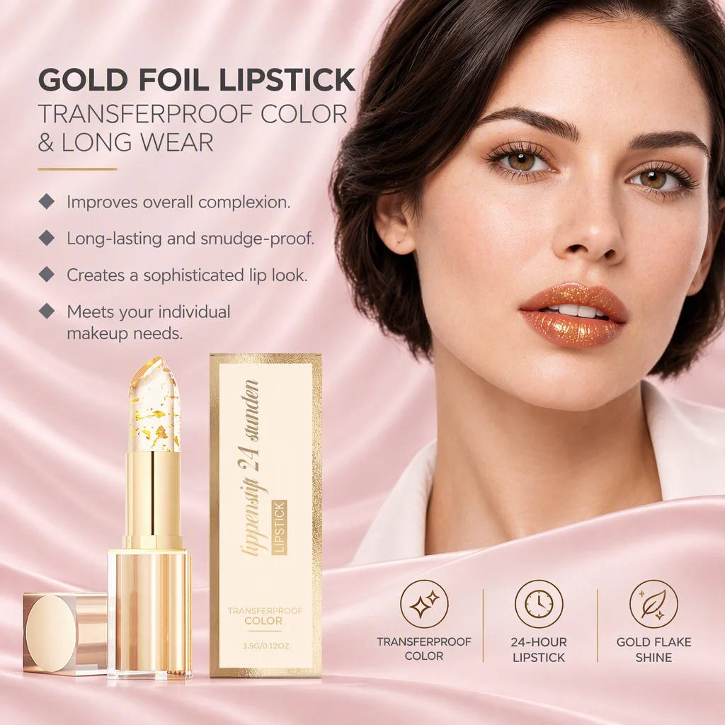 Gold Foil Lipstick Color Chang Moisturizing Fade Lip Lines Plump Beautiful Contour Elegant Lightweight Hyaluronic Acid Lip Balm