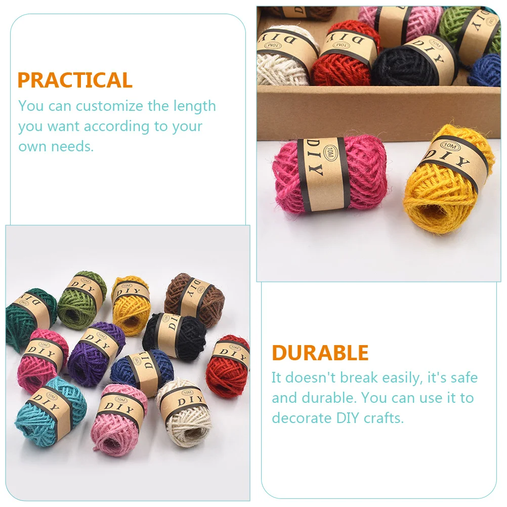 

24 Rolls Jute Rope Packaging Rope Cord Twine Multicolor Decoration Craft DIY Hemp Packaging Gift Wrapping durable