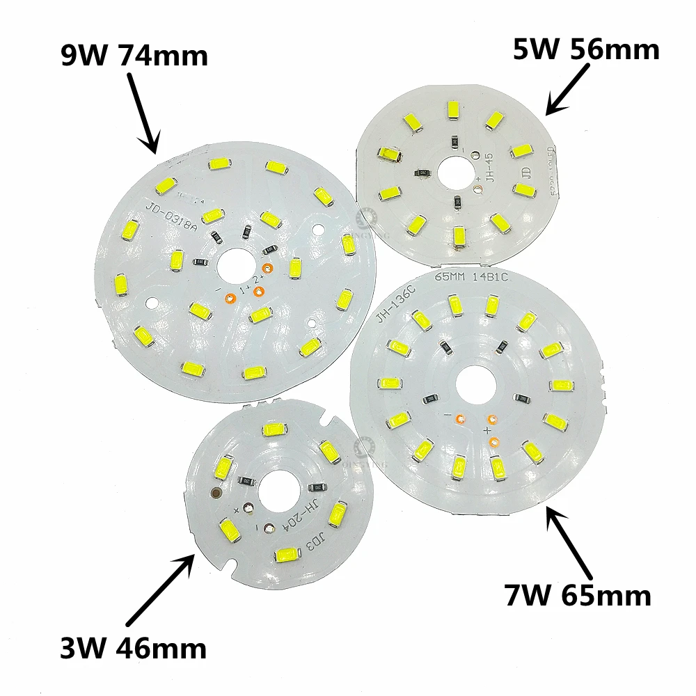 10pcs 5V Light Board 3W 5W 7W 9W 12W 24W 36W 40W 50W 60W White Color 46mm-186mm LED Lamp Panel For Spotlight Ceiling Light