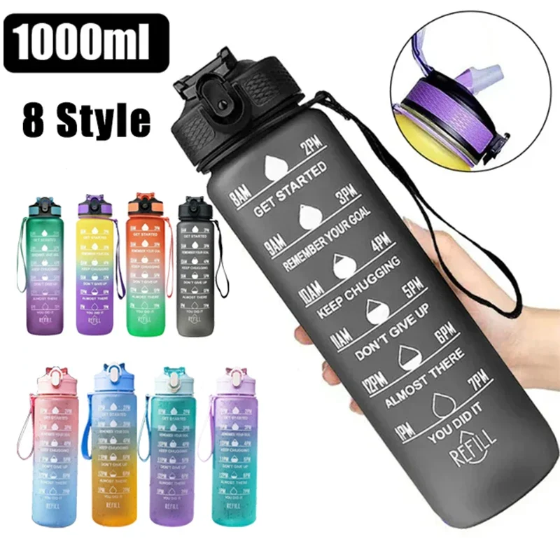 750/1000 ML Water Bottle Motivational Sport Water Bottle Leakproof Drinking Bottles Outdoor Travel Gym Fitness Jugs For Kitchen