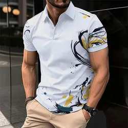 Summer New Men's Short Sleeve Polo Shirt 3d Printing Business Casual Breathable Stripes Polo Shirt Men's Clothing Tops T-Shirts