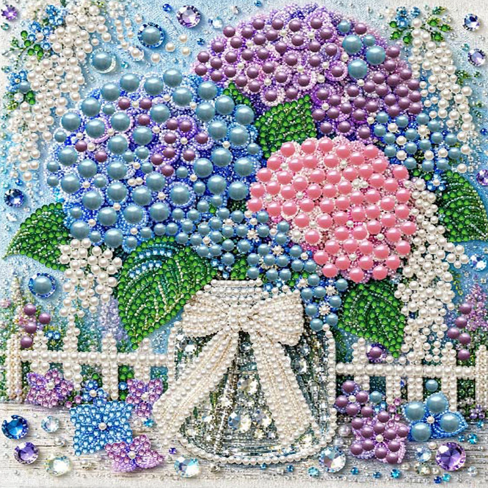 Blumenserie DIY Perlenmalerei-Set mit Holzspannrahmen 20x20cm Selbstklebendes Perlenkunst-Bastelset Wanddekoration Geschenk – Detail 15
