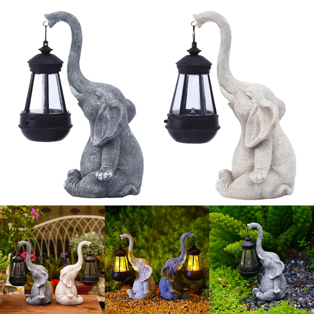 

Солнечная статуя слона, световая садовая скульптура слона, садовые украшения из смолы, водонепроницаемые, креативные для дома, патио, двора, лужайки