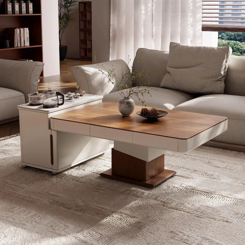 Lifting coffee table to make tea in one combination, living room home medium and ancient style movable tea table