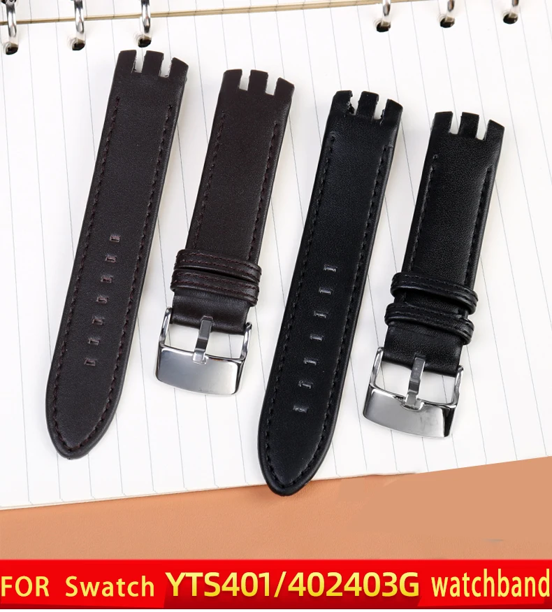 Leather Double notched wristband for swatch Leather watchband yts401402409713ytb400 watch strap 20mm men's men's watch chain Lea