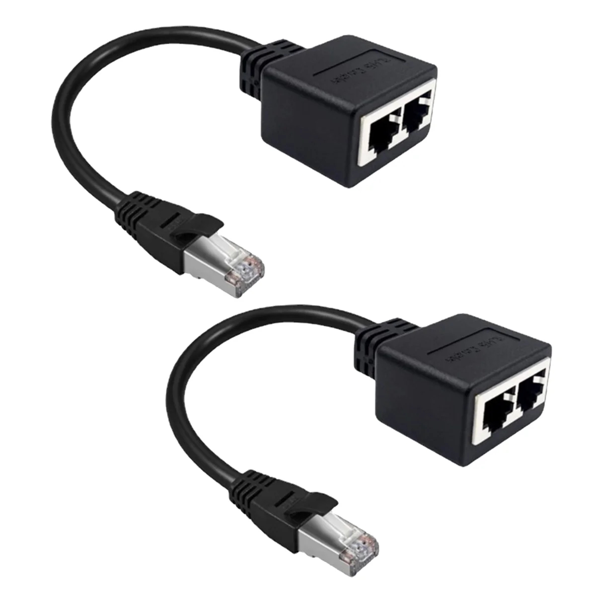 A06M-2Pcs RJ45 Cable 1 In 2 Ethernet Lan Network Adapter Cable RJ45 1 Male To 2 Female Category 7 Network Cable