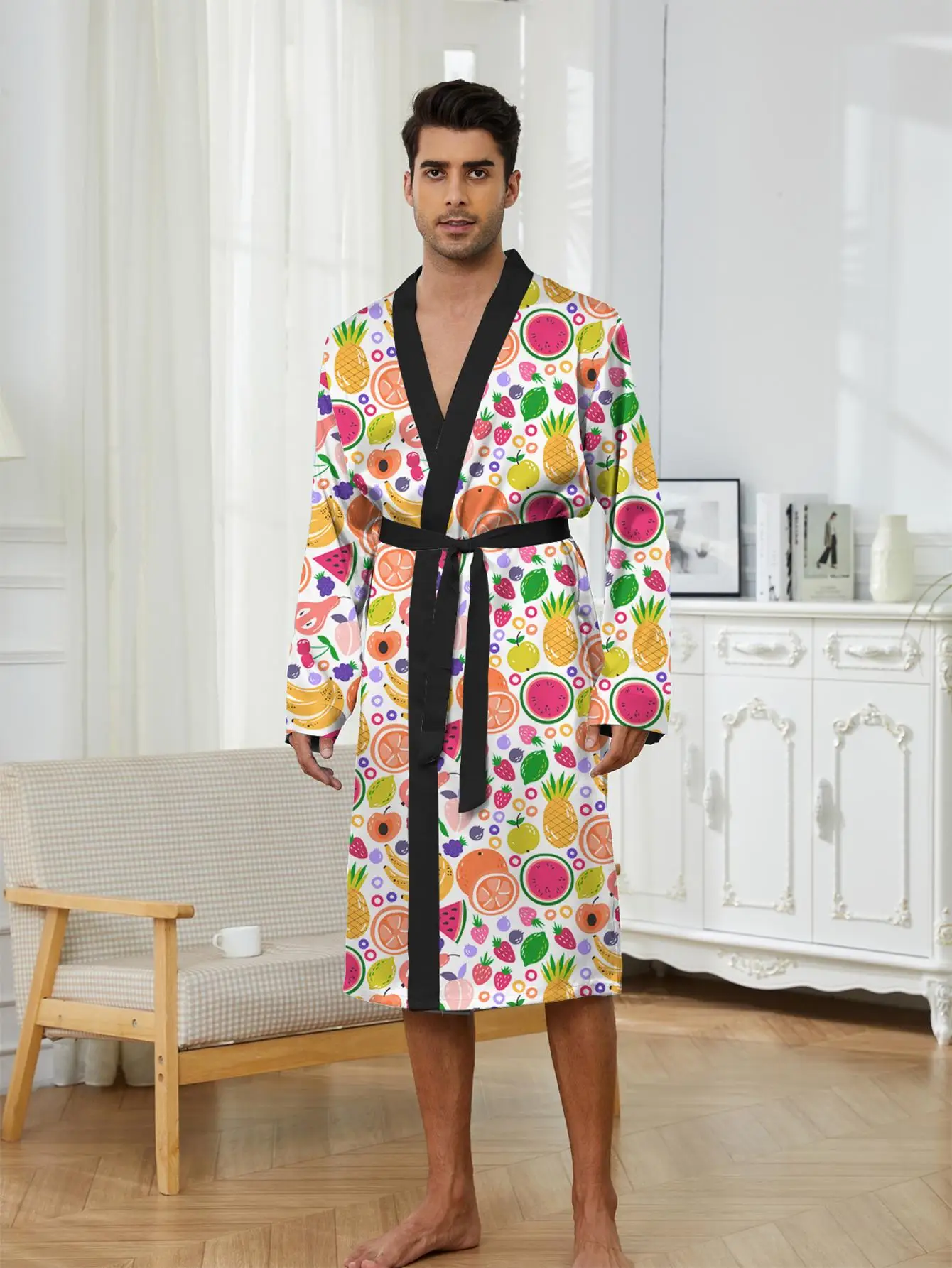 1pcs Men's Robes 2026 Spring/Summer Men's bathrobe Robes robe 3D Printed Graphic Bathrobe men Breathable Robe man