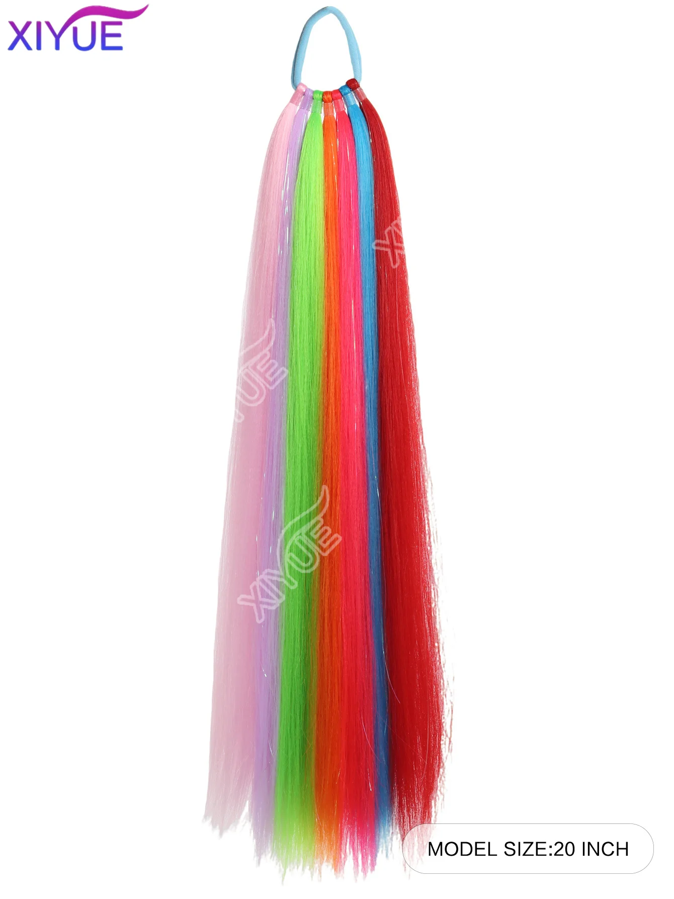XIYUE Colorful Synthetic Bubble Ponytail Extensions 20inches Lightweight Braided Hair Extensions, Festival Rave Accessories