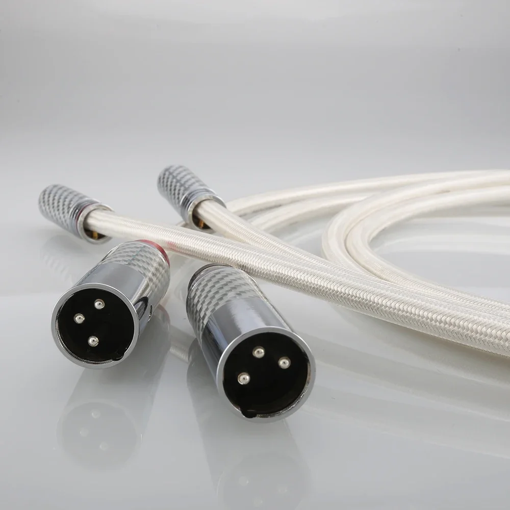 A26 Pair Hi-End Silver Plated Audio Interconnect Cable Carbon Fiber RCA to XLR Male Female Balanced Plug HiFi Analogue Cable