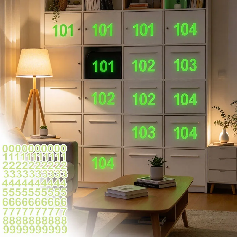 1-5Sets Glow in The Dark Number Stickers Luminous Fluorescent Numeric Wall Decals for Bedroom Door Clock DIY Home Decoration