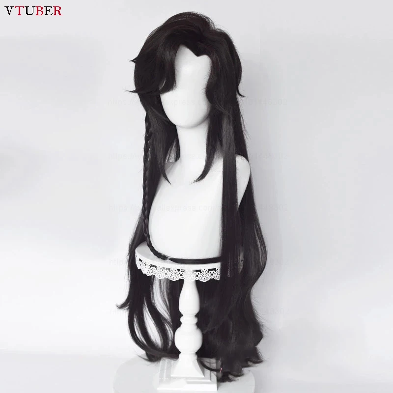 Hua Cheng Cosplay Wig Anime Heaven Officials Blessing Black Long Heat Resistant Synthetic Hair Tian Guan Ci Fu Wigs + Wig Cap