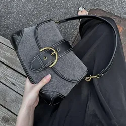 Fashionable Denim Underarm Bag Star Shaped Versatile Canva Handbag Chain Strap Bag Soft Material Month Crescent Moon Design