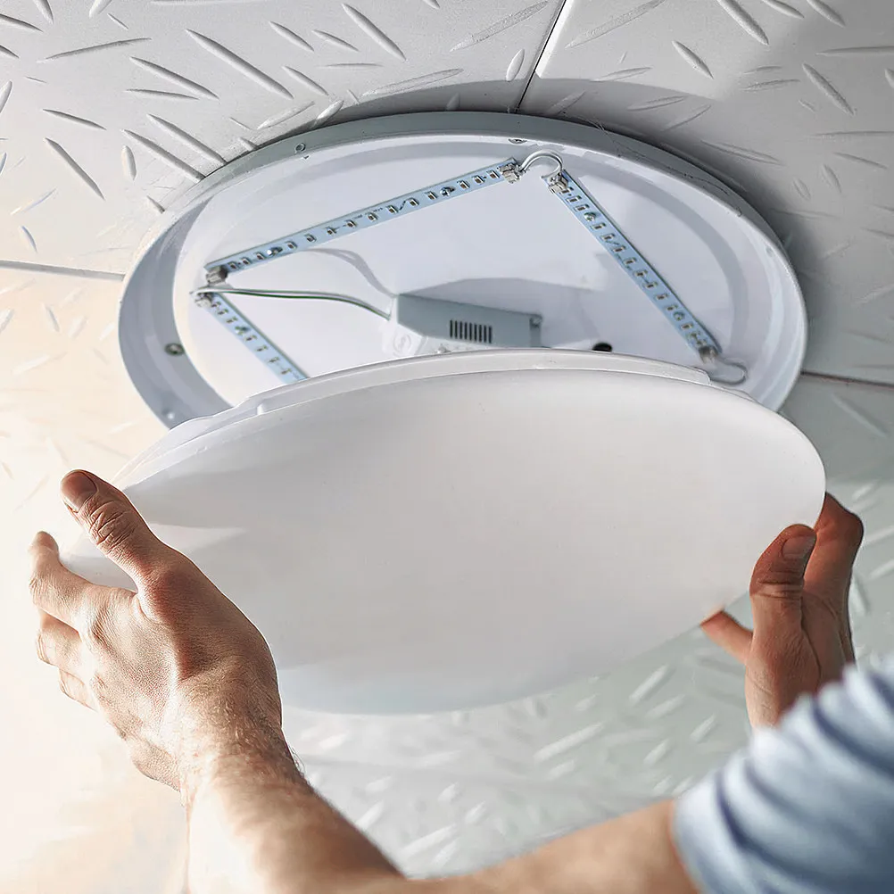 2Pcs Round Plastic Ceiling Light Cover Replacement Lampshade LED Modern Design Easy Installation for Bedroom Kitchen Bathroom