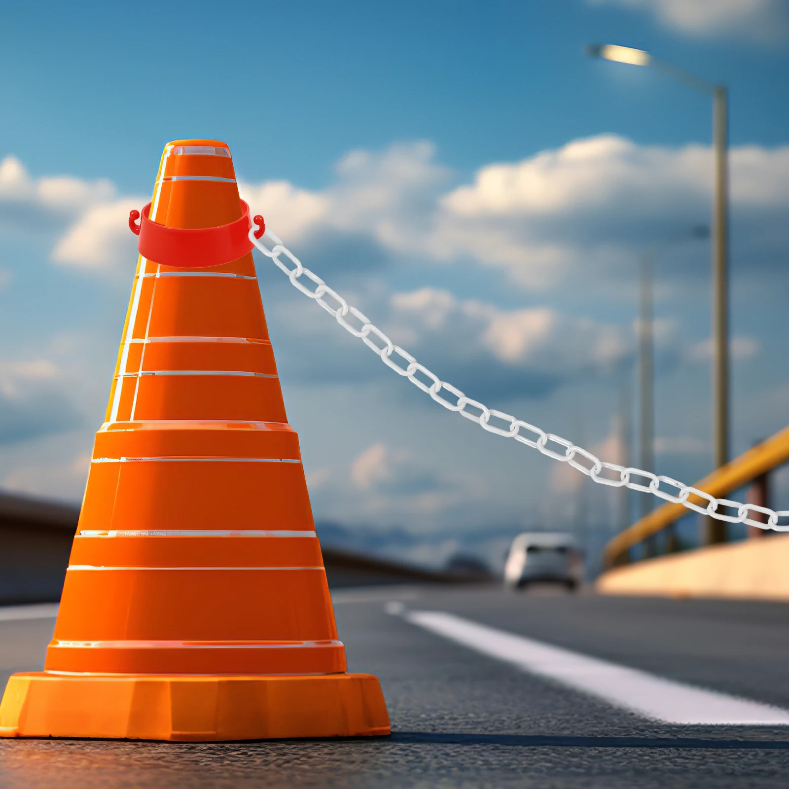 Plastic Adjustable Traffic Safety Chain 5 Meter Protective Caution Barrier Crowd Control Chain Links Plastic Chains